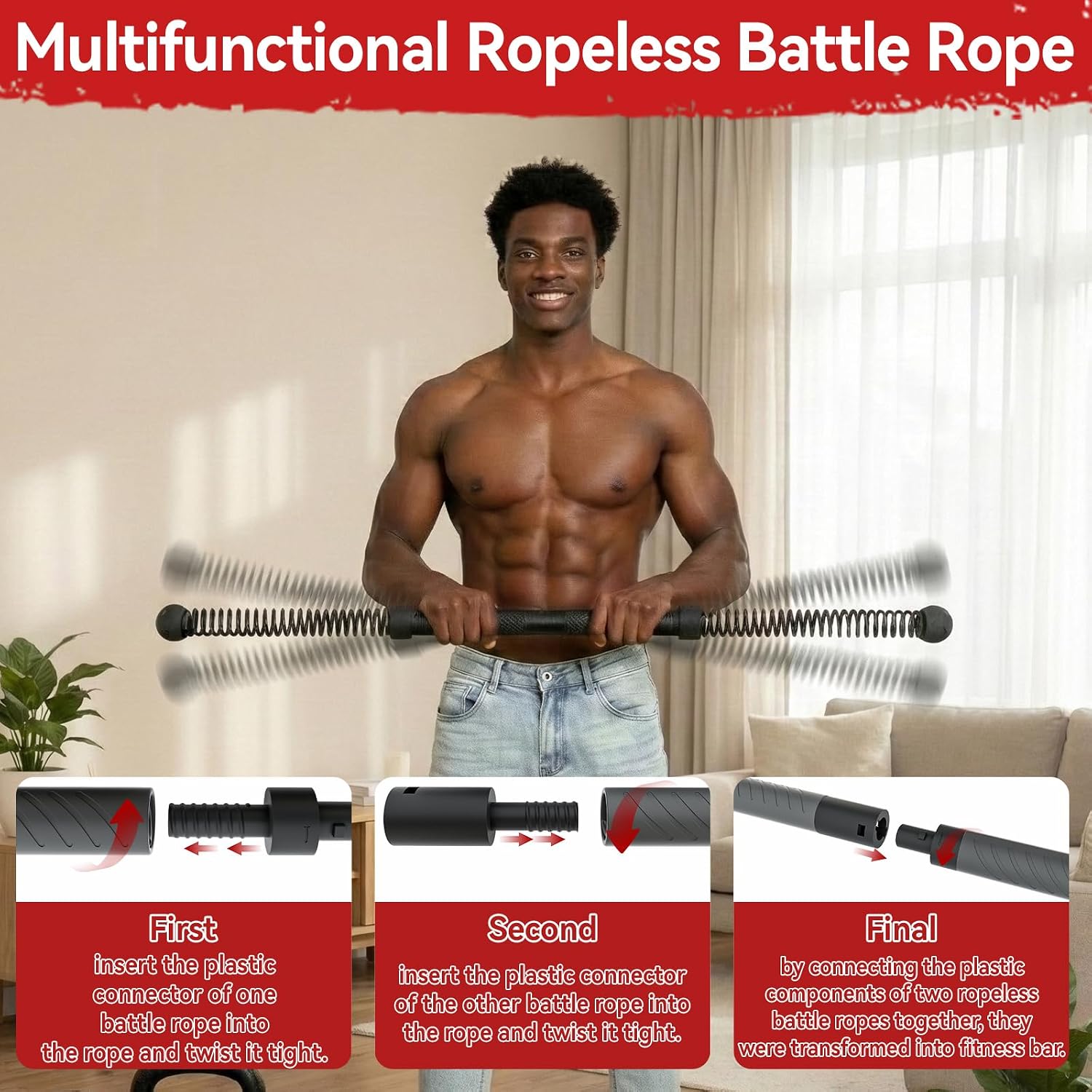 Gear For Crossfit - 2-in-1 Verbeterde Draadloze Battle Rope Power